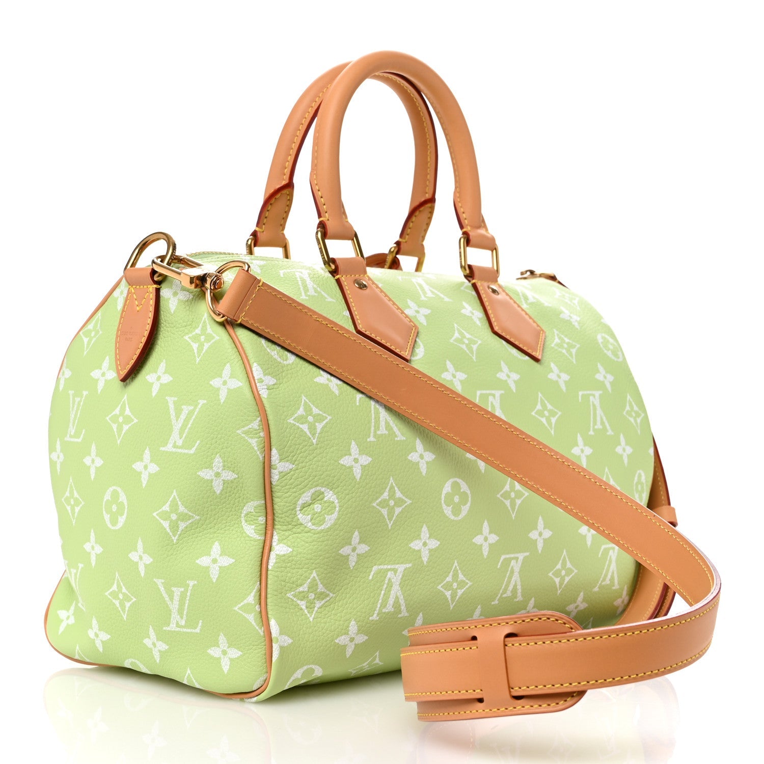 Calfskin Monogram Speedy P9 Bandouliere 30 Frozen Lime