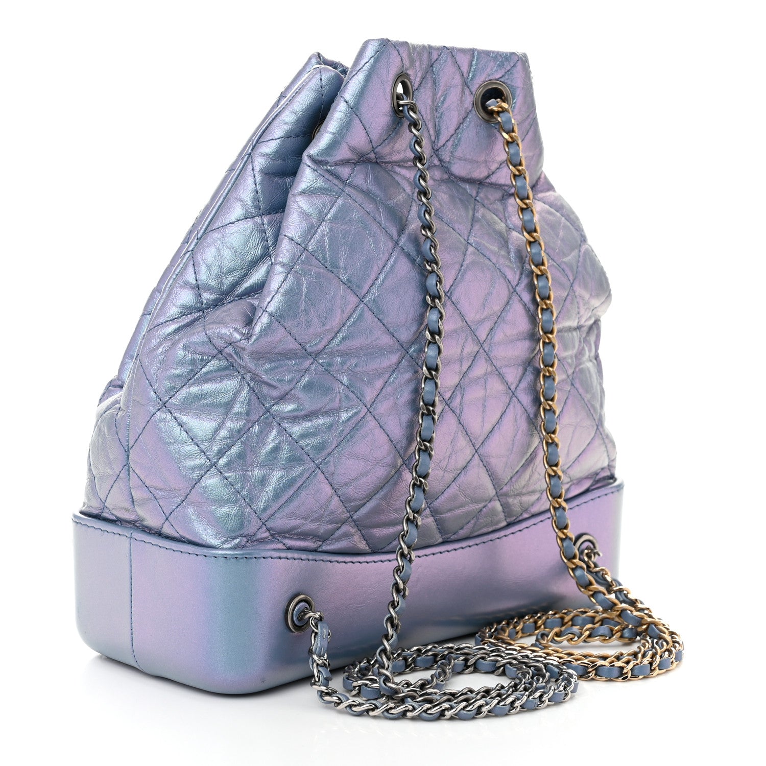 Iridescent Lambskin Calfskin Quilted Gabrielle Backpack Light Purple