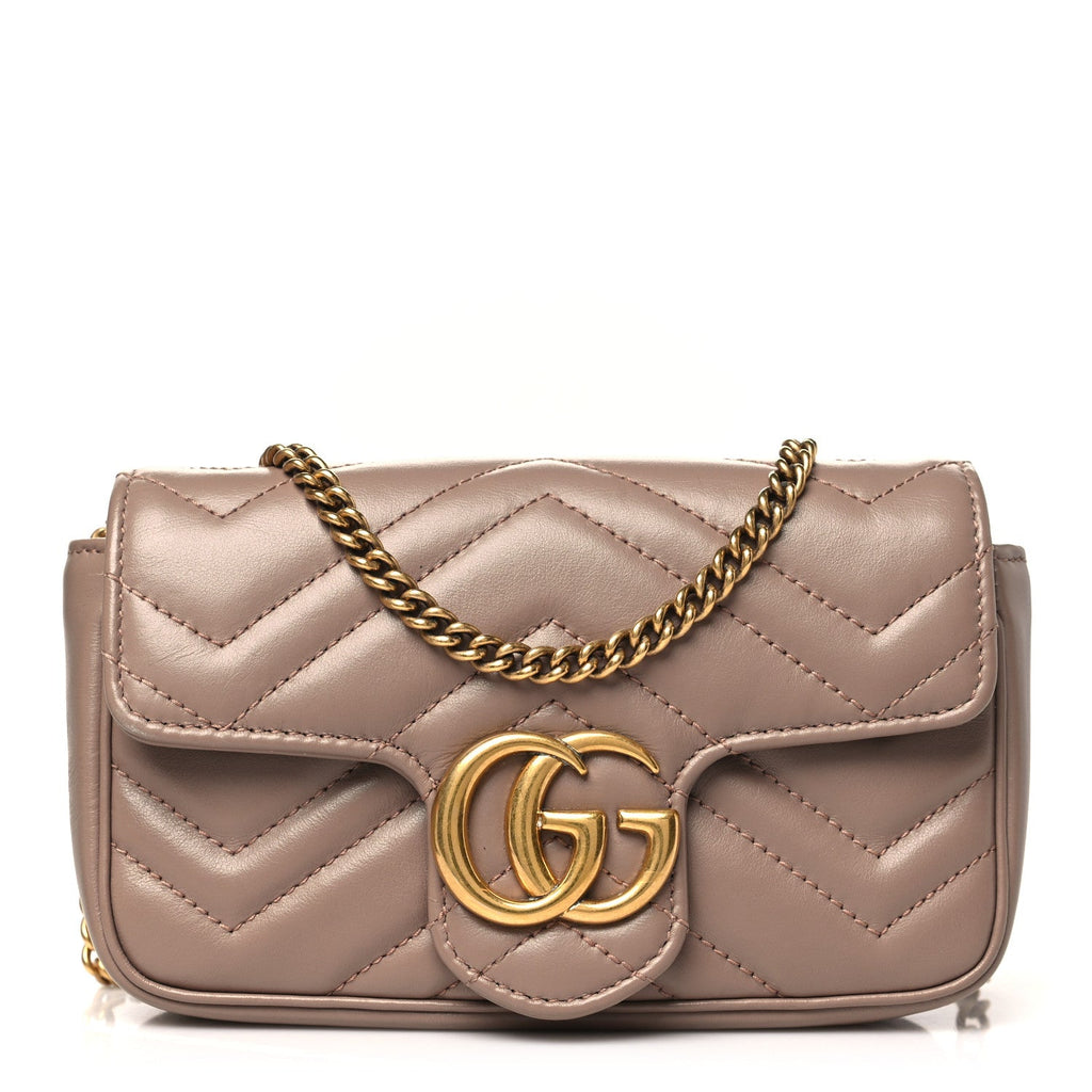 Calfskin Matelasse Mini GG Marmont Shoulder Bag Porcelain Rose