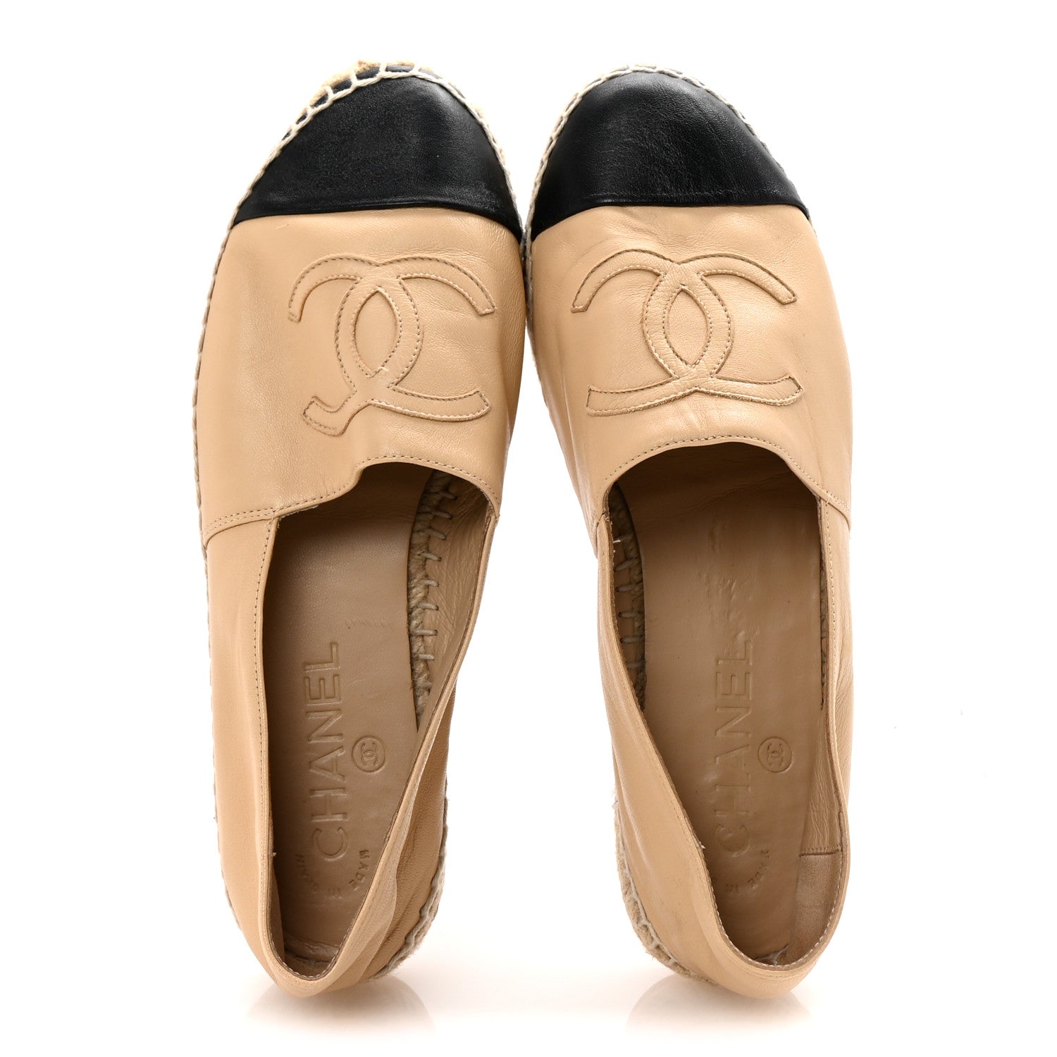 Lambskin CC Espadrilles 37 Beige Black