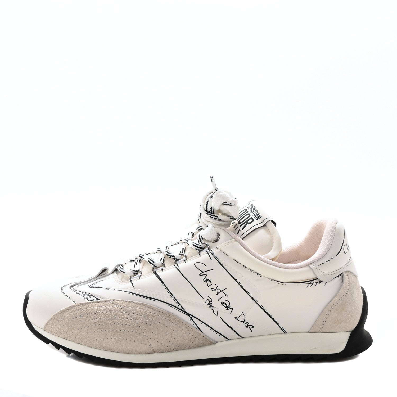 Calfskin Nylon Womens D-Sketch Sneakers 41 White