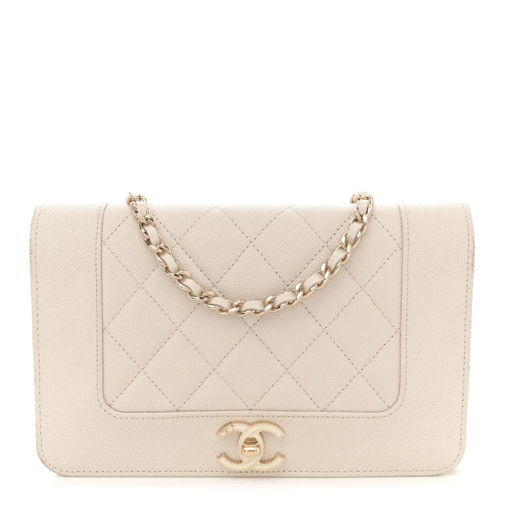 Caviar Quilted Vintage Mademoiselle Wallet On Chain WOC White
