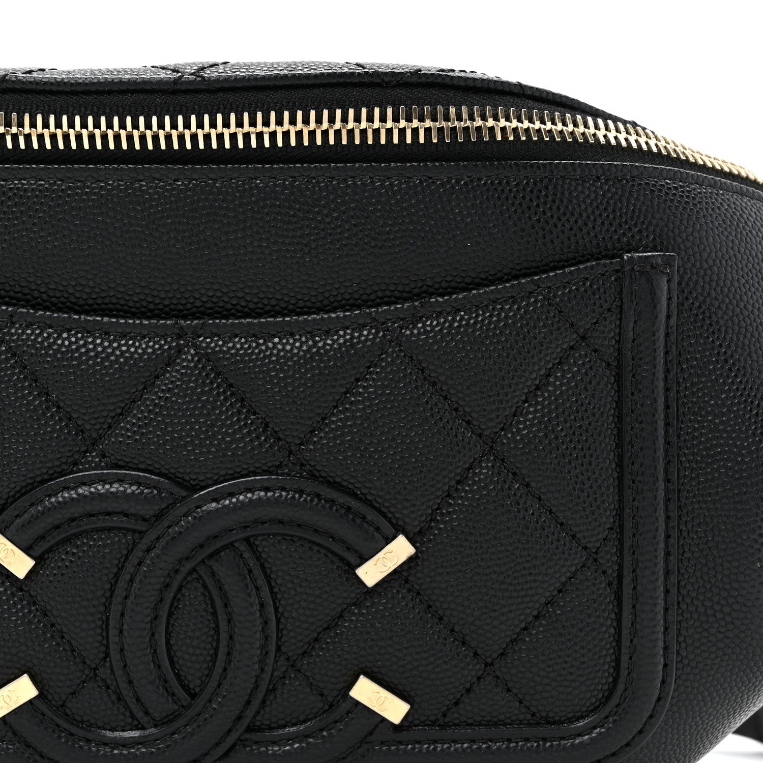 Caviar Quilted Filigree Waist Bag Black