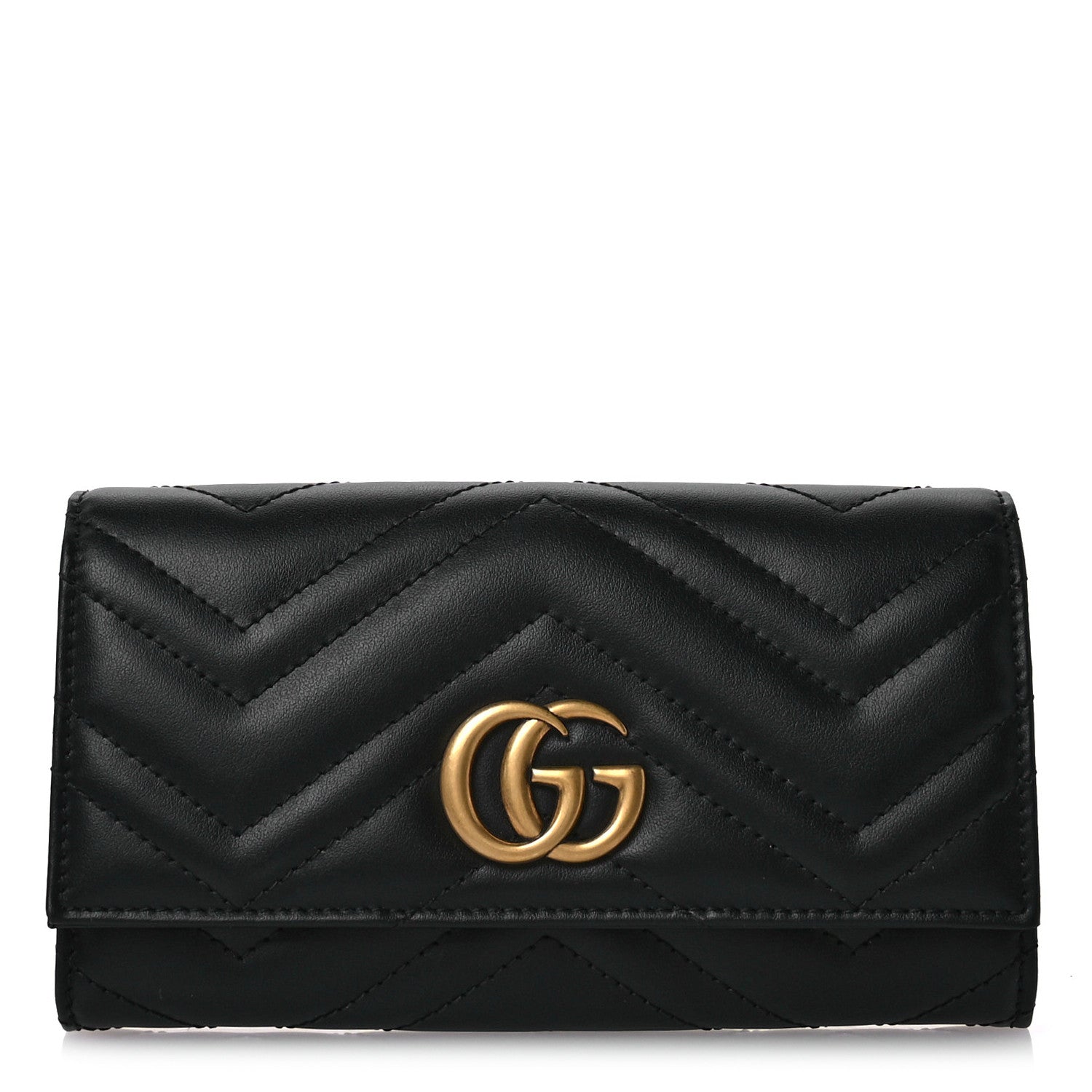 Calfskin Matelasse GG Marmont Continental Wallet Black