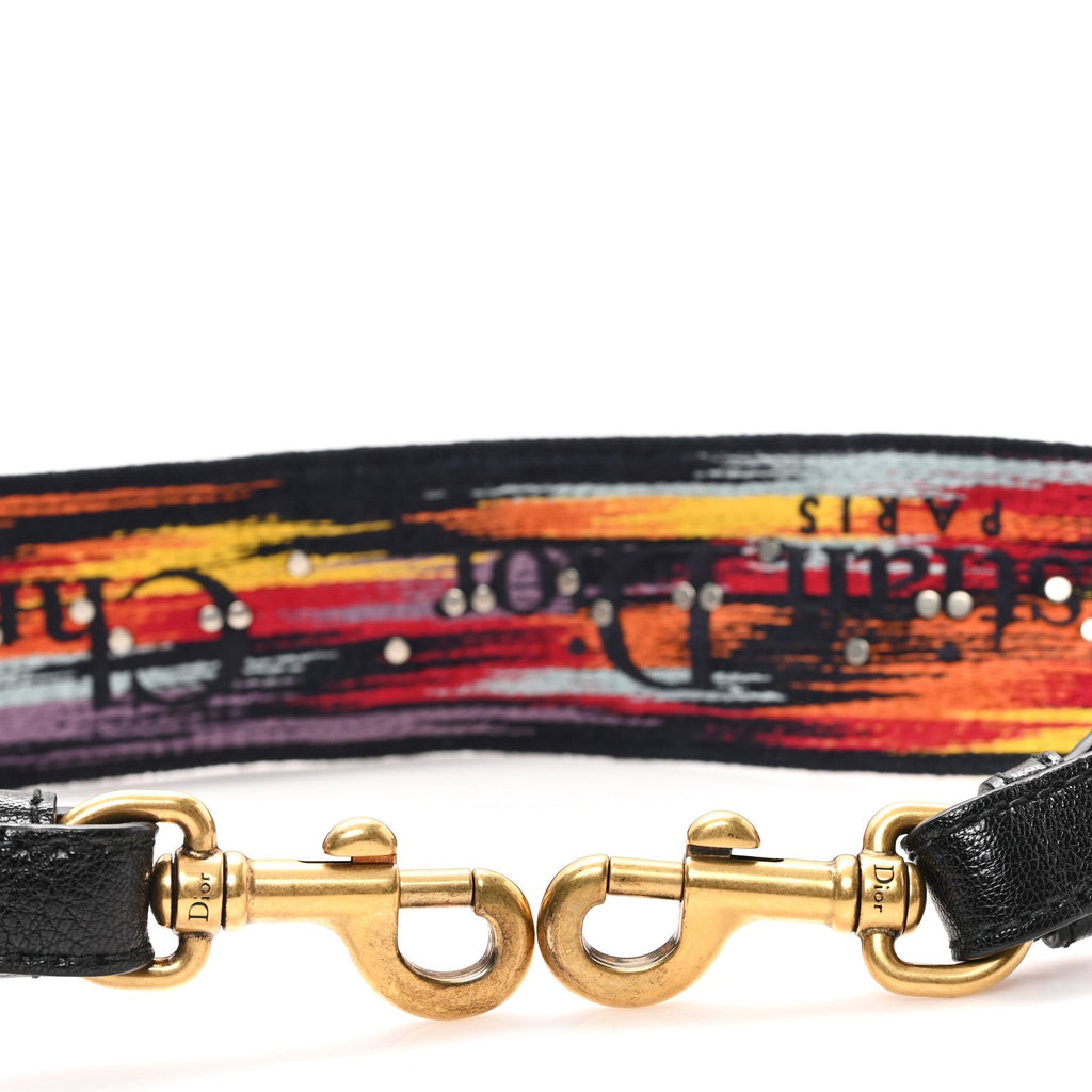Canvas Embroidered Studded Rainbow Shoulder Strap