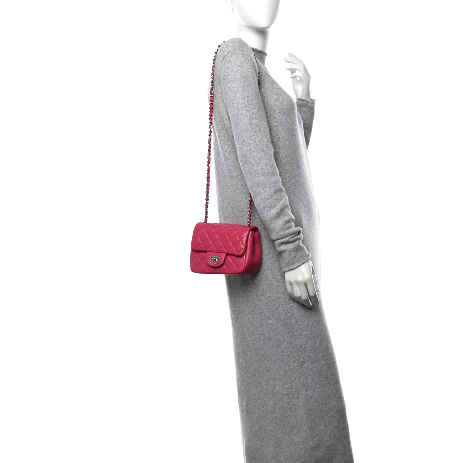 Lambskin Quilted Mini Square Flap Pink