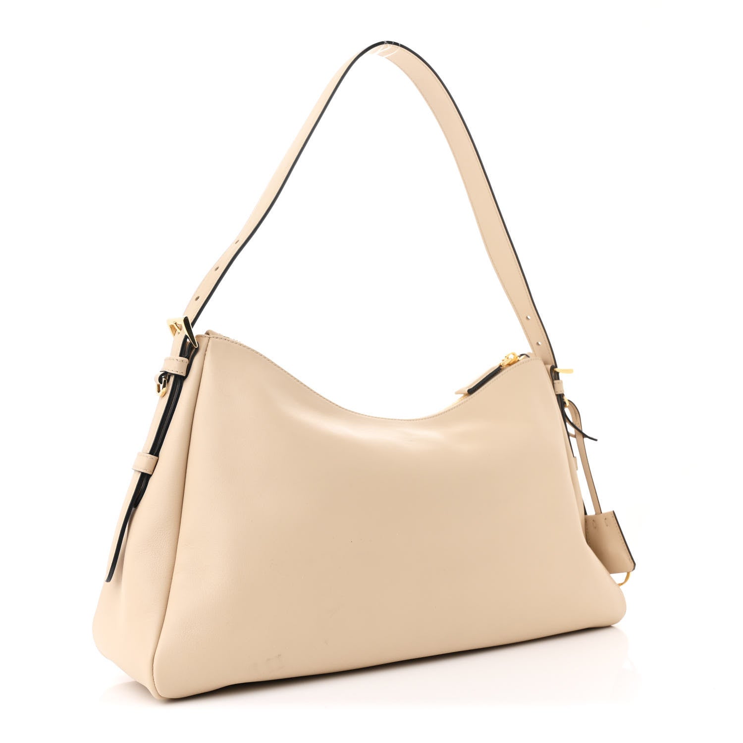 Soft Calfskin Large Aimée Shoulder Bag Travertine