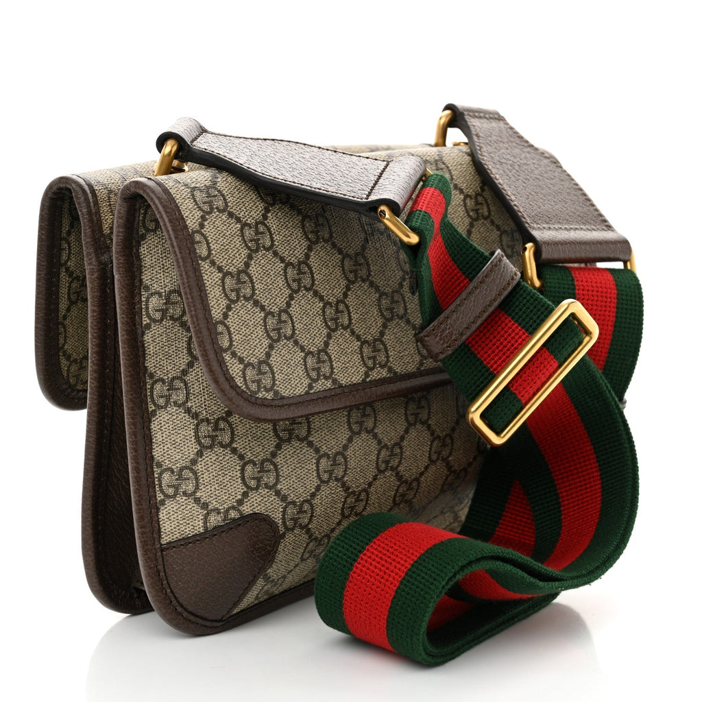 GG Supreme Monogram Web Small Neo Vintage Double Flap Messenger Bag Beige New Acero