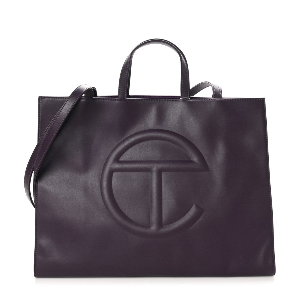 Vegan Leather Large Shopping Bag Eggplant
