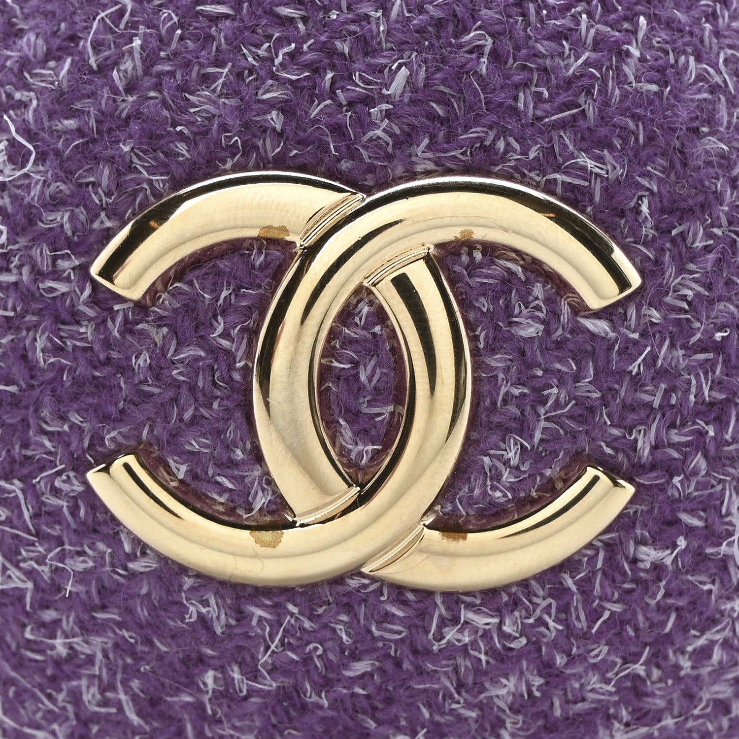 Tweed Minaudiere Round Chain Clutch Purple