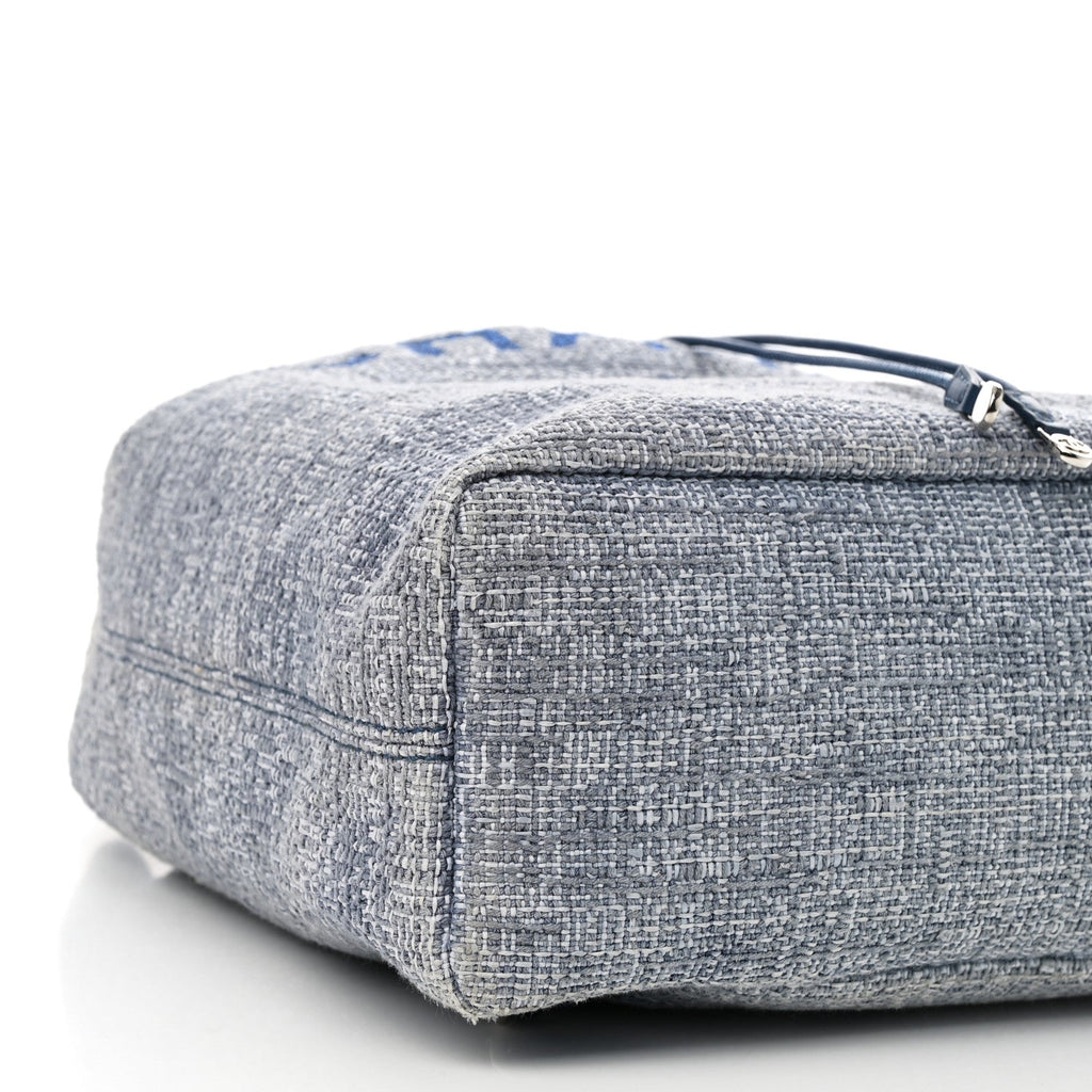 Woven Straw Raffia Large Deauville Backpack Blue