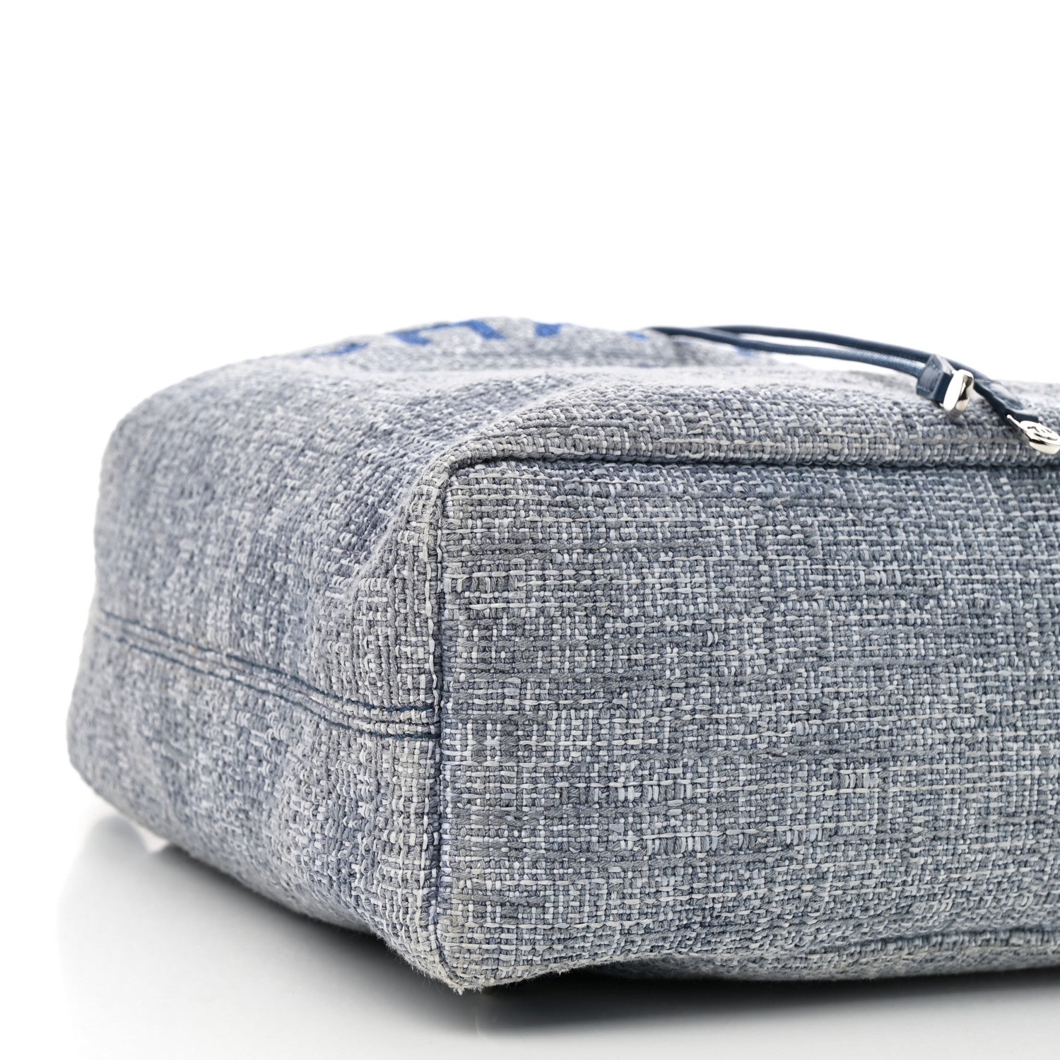 Woven Straw Raffia Large Deauville Backpack Blue