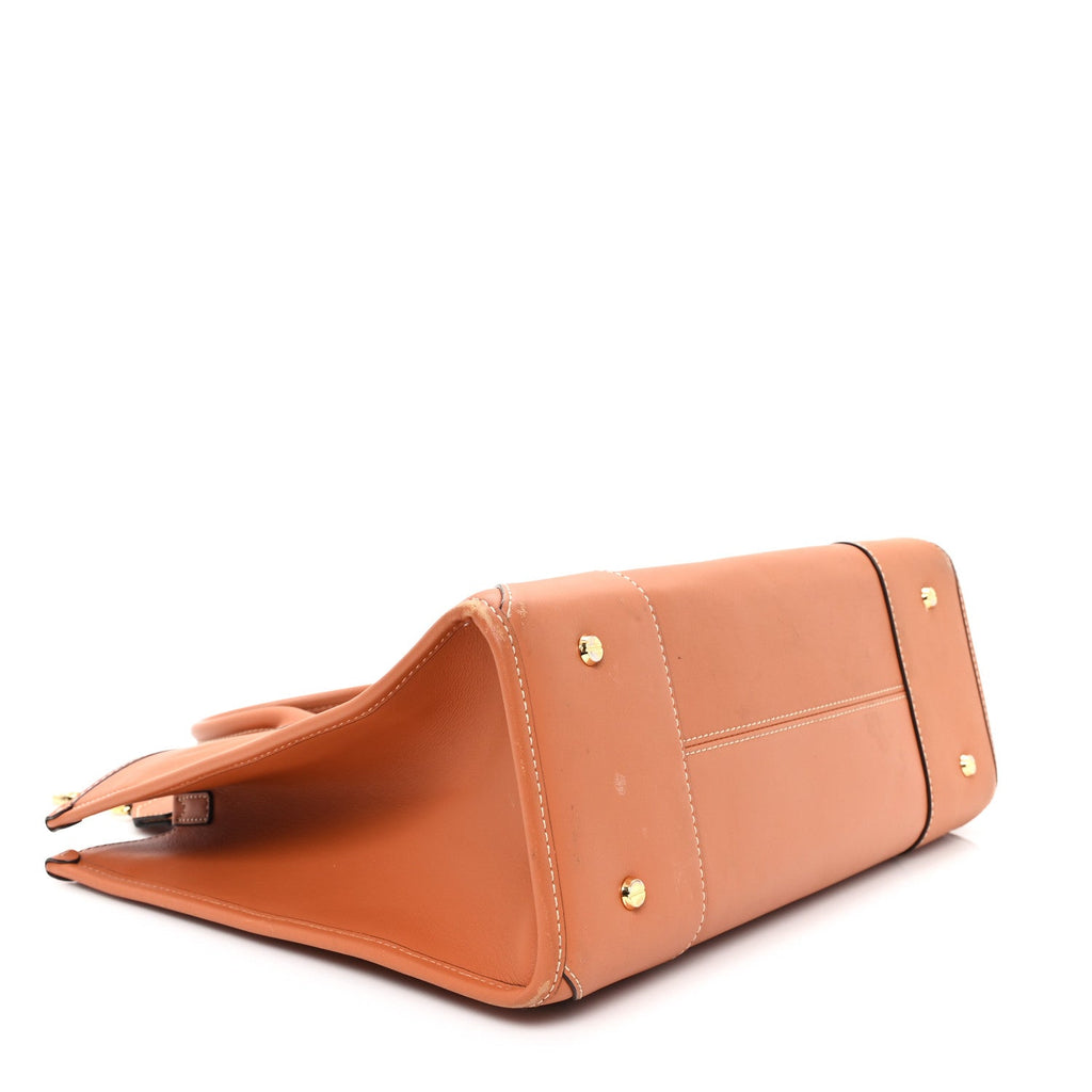Calfskin Large Munchen Tote Cognac