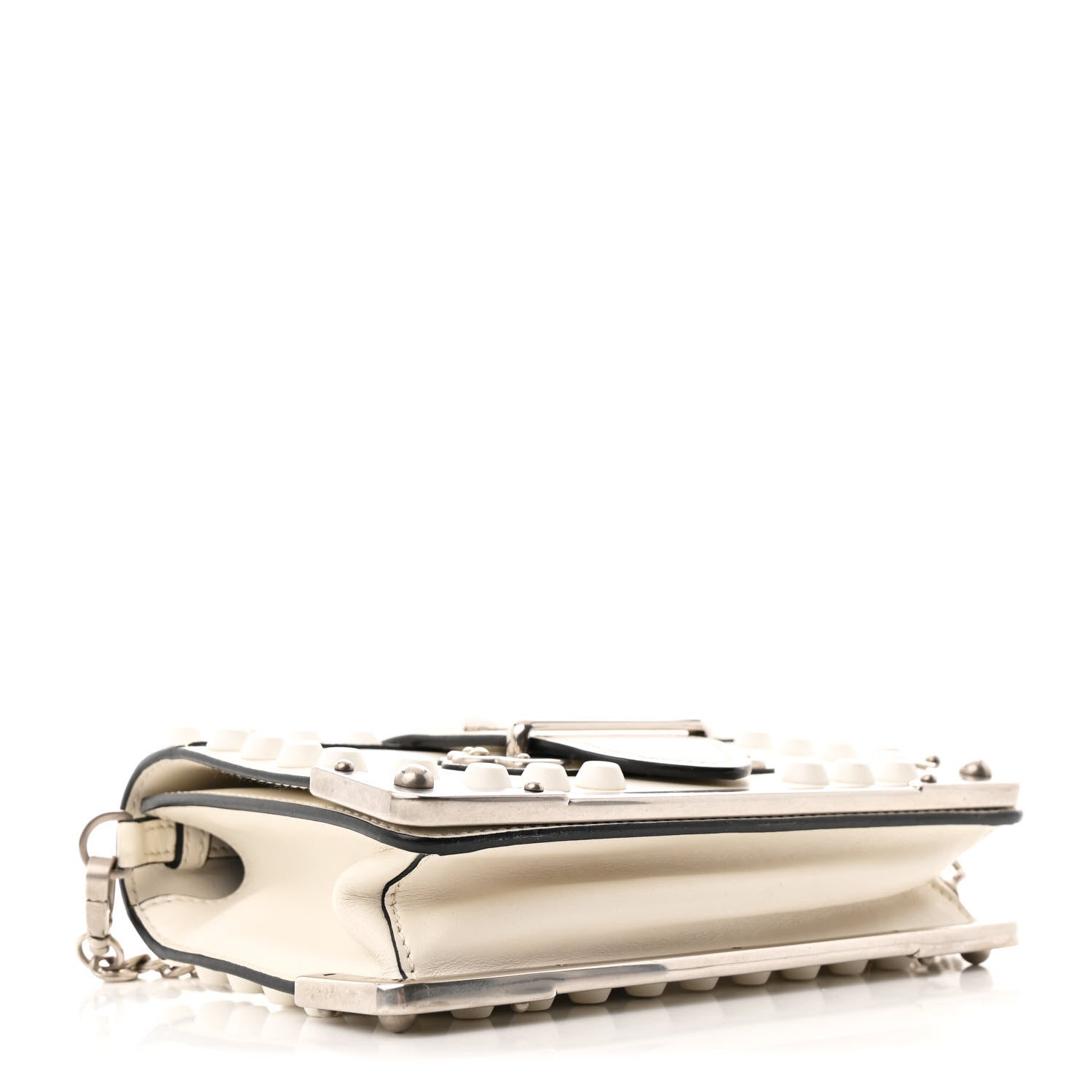 City Calfskin Saffiano Studded Cahier Bag White
