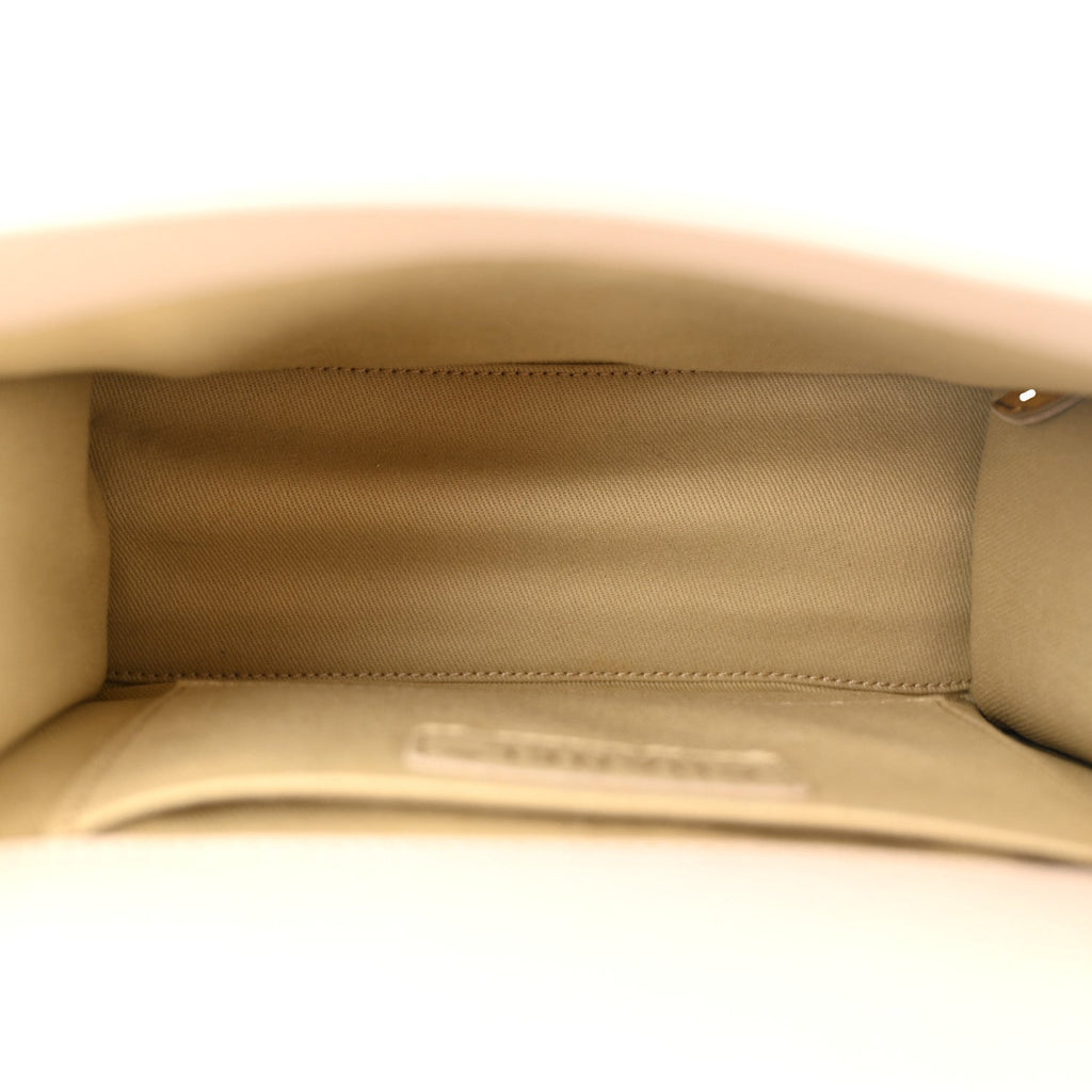 Goatskin Quilted Large Rita Top Handle Flap Beige