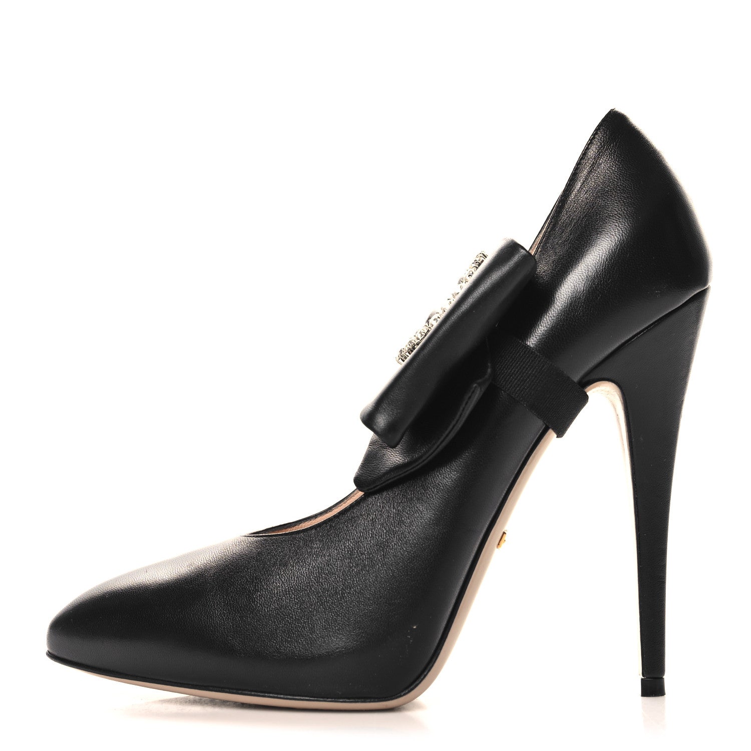 Nappa Removable Bow Elaisa Platform High Heel Pumps 39 Black