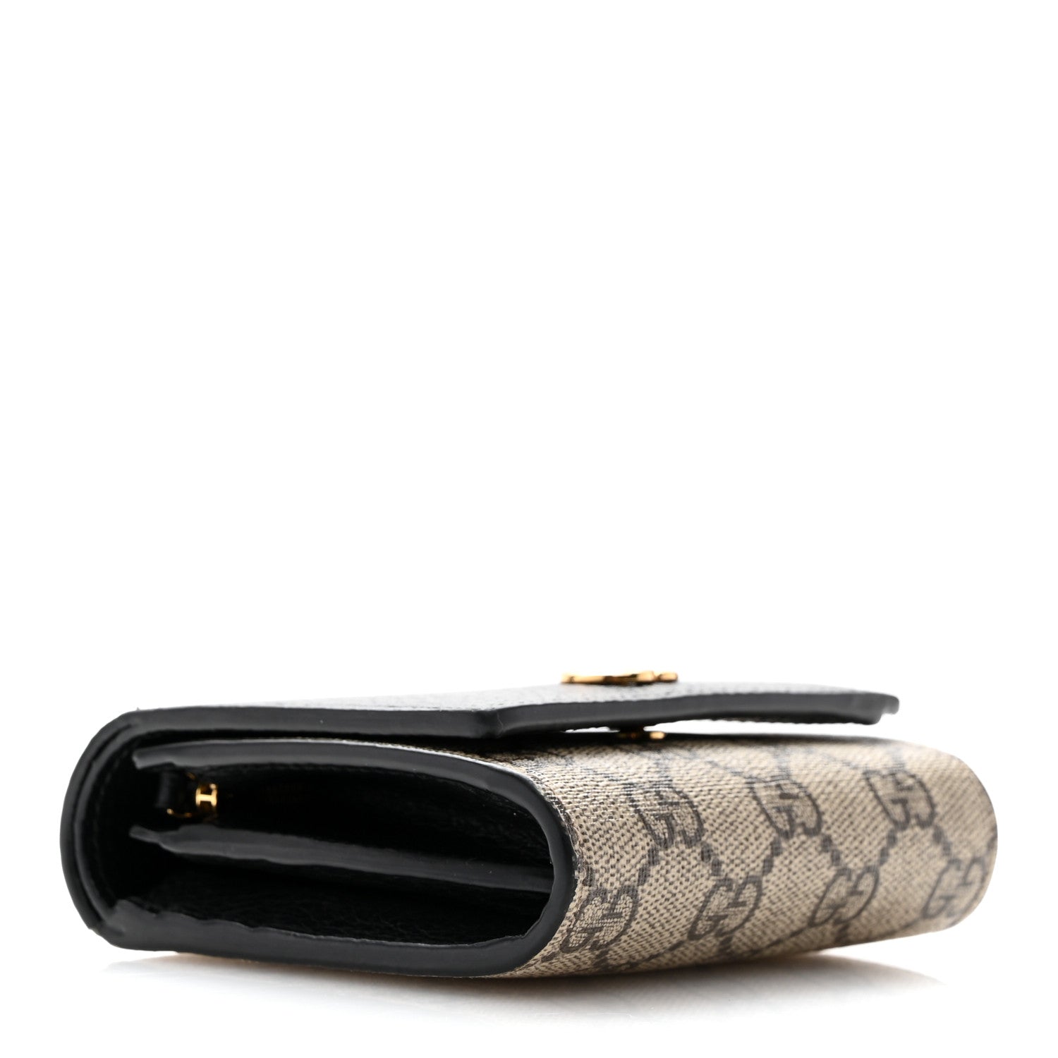 Dollar Calfskin GG Supreme Monogram Medium GG Marmont Wallet Black Beige Ebony