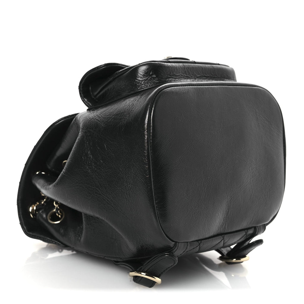 Lambskin Quilted Small Duma Drawstring Backpack Black