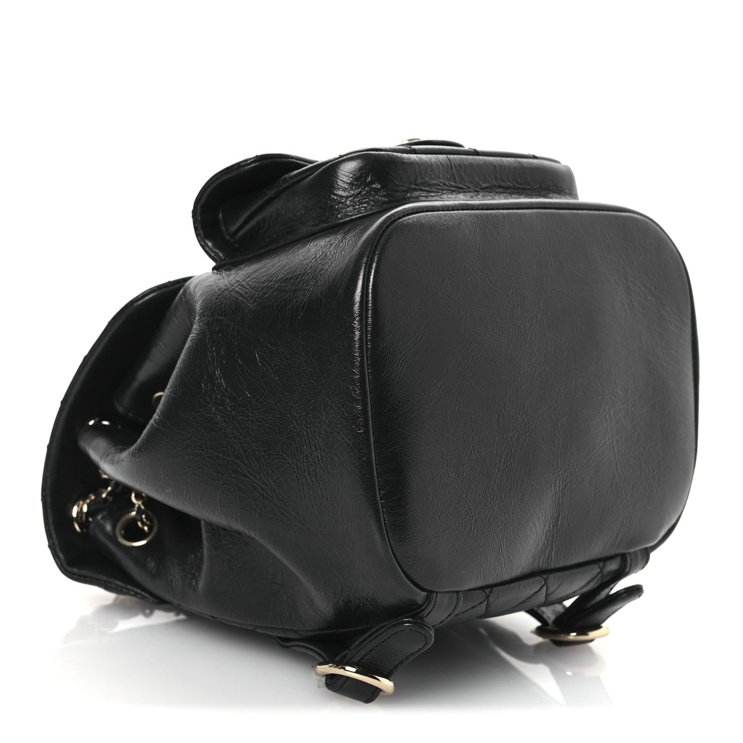 Lambskin Quilted Small Duma Drawstring Backpack Black
