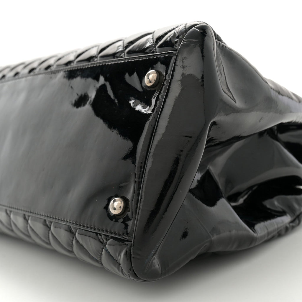 Patent Quilted Large Just Mademoiselle Bowling Bag Black