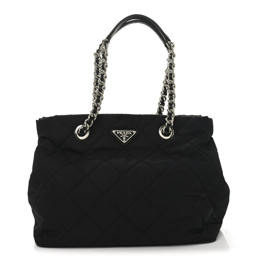 Nylon Tessuto Impuntu Quilted Tote Black