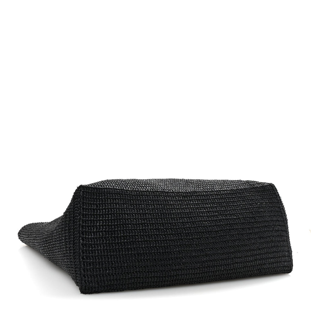 Raffia Logo Tote Black