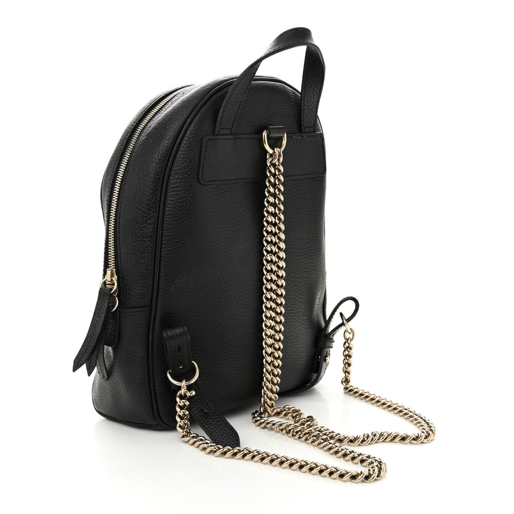 Pebbled Calfskin Soho Chain Backpack Black