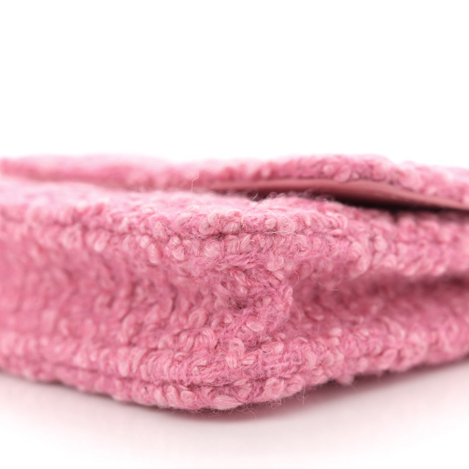 Tweed Quilted Flap Chain Waist Bag Pink