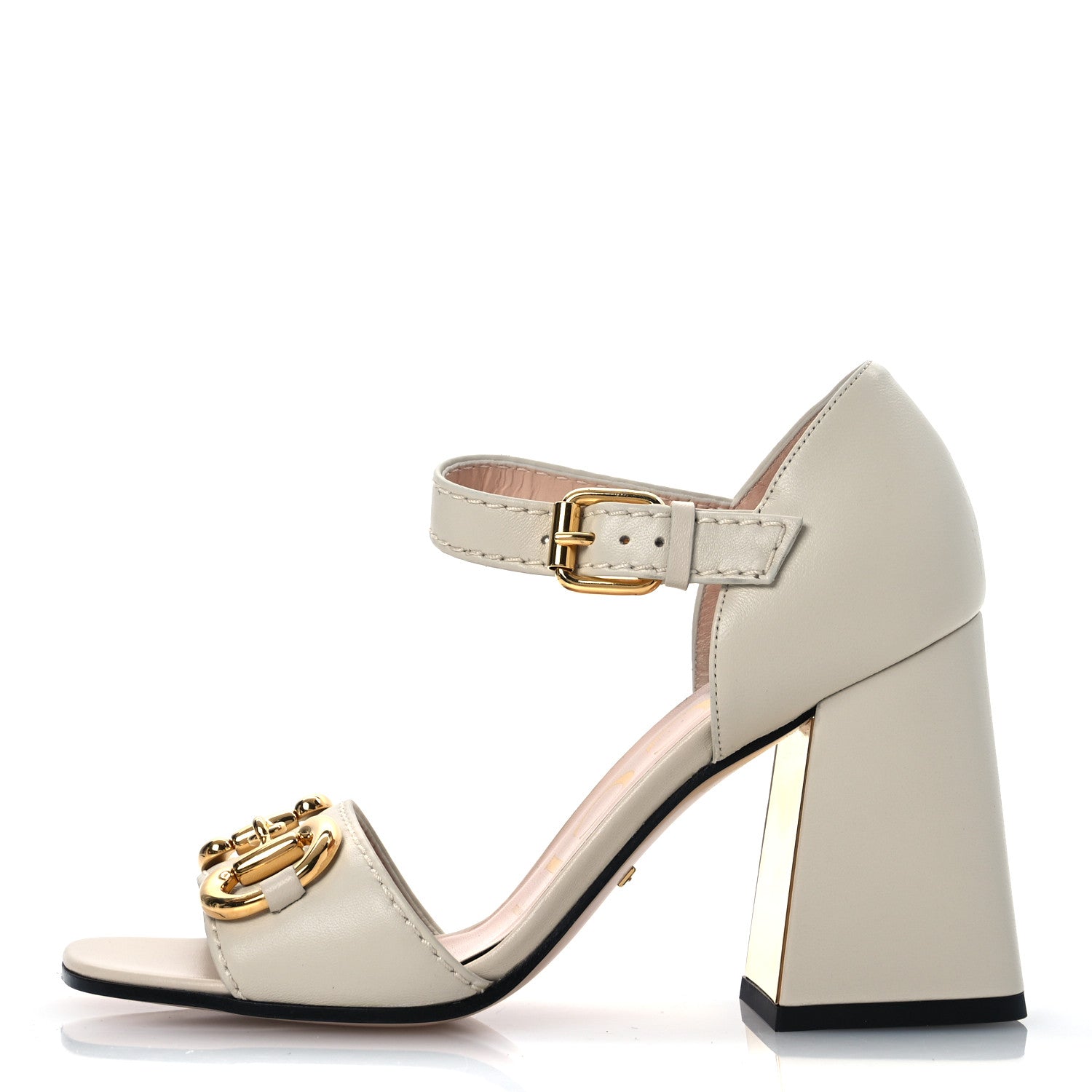 Nappa Horsebit Cross Strap 95mm Sandals 35 Mystic White