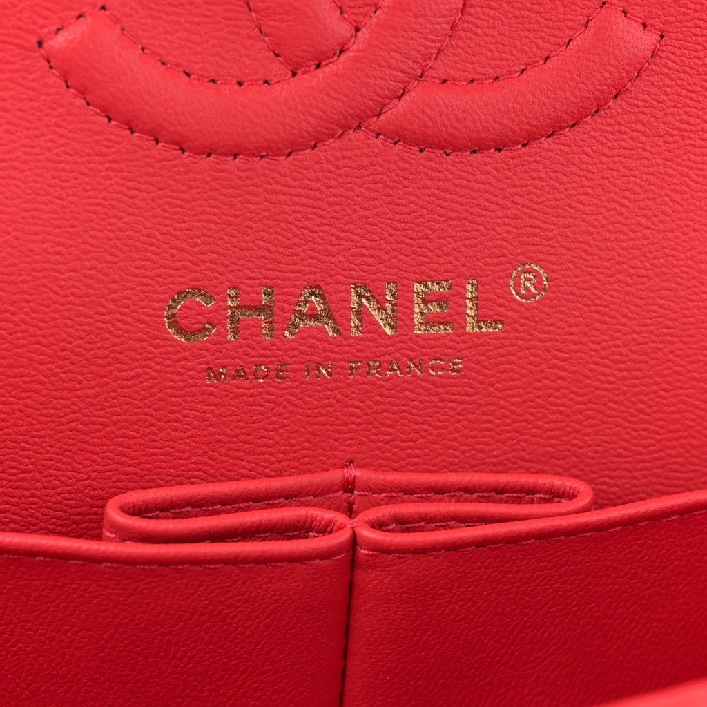 Caviar Quilted Small Double Flap Red