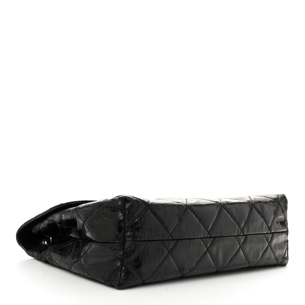 Vinyl Quilted In the Business Flap Bag Black