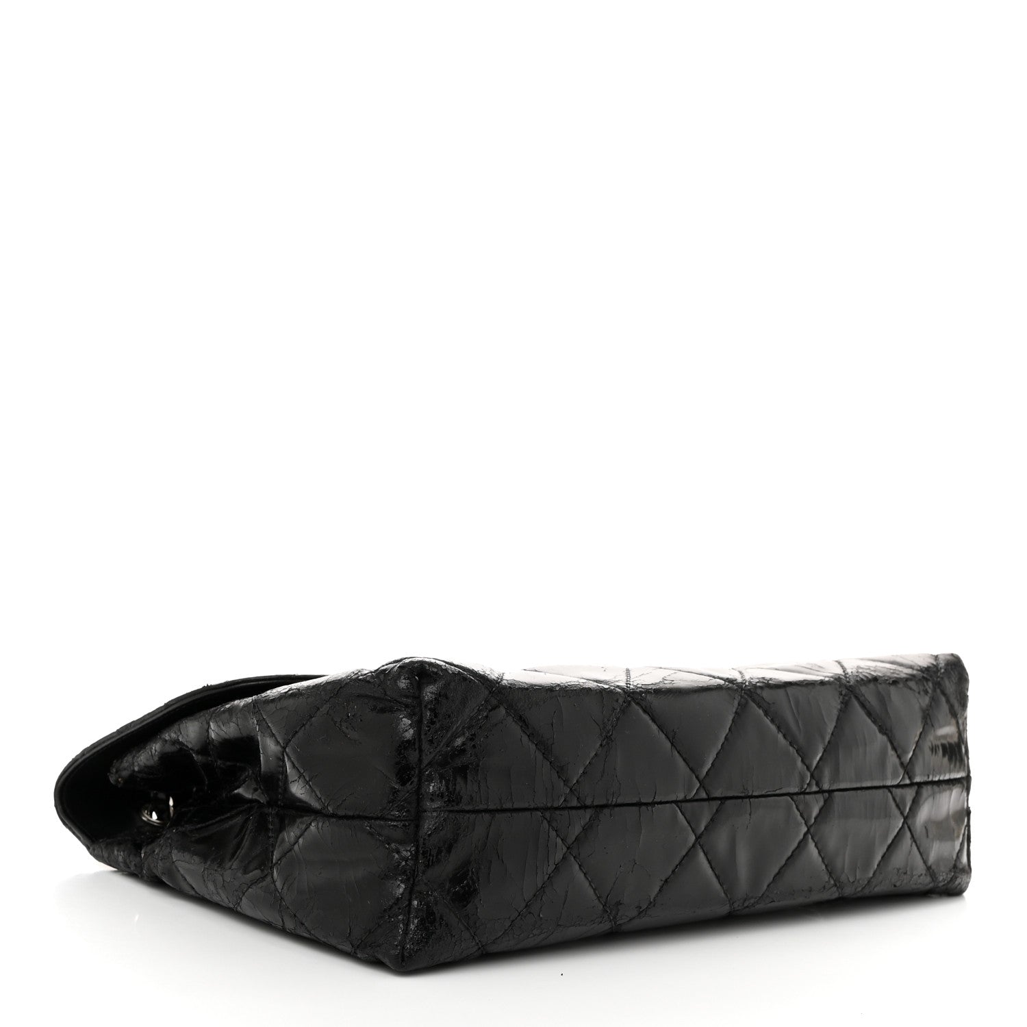 Vinyl Quilted In the Business Flap Bag Black