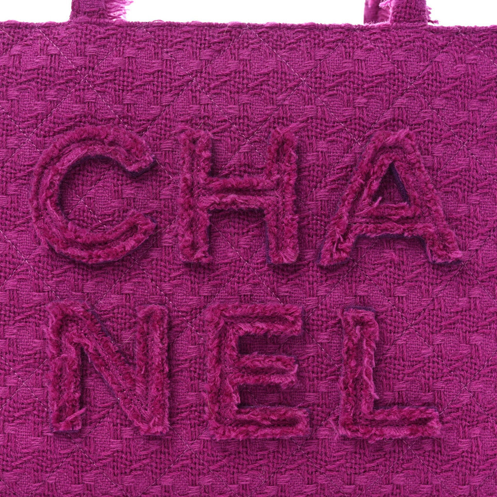 Wool Tweed Large Zipped Shopping Tote Magenta