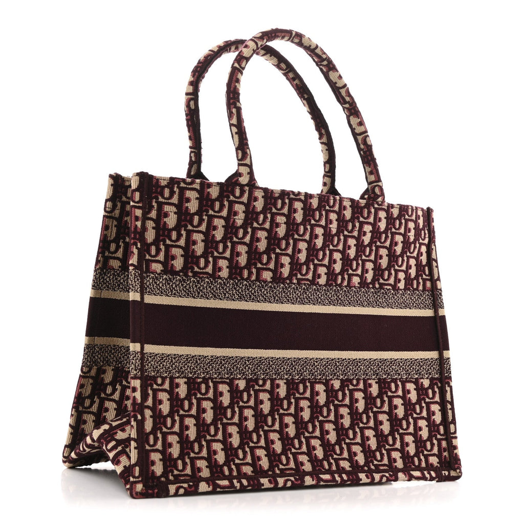 Oblique Medium Book Tote Burgundy Multicolor