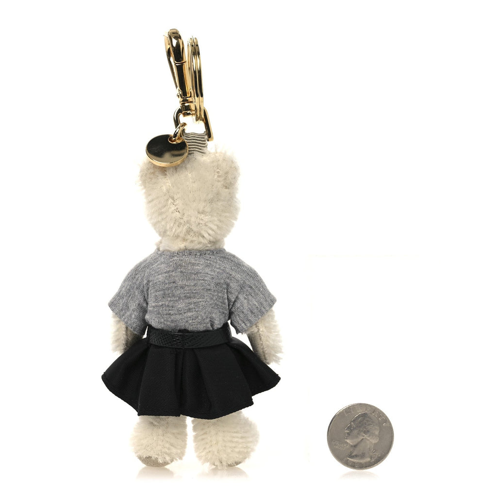 Mohair Teddy Bear Keychain Charm White