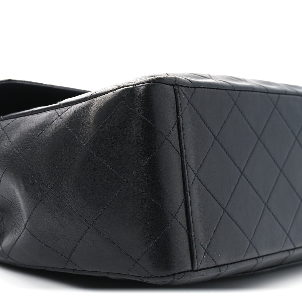 Lambskin Quilted XL Jumbo Single Flap Black