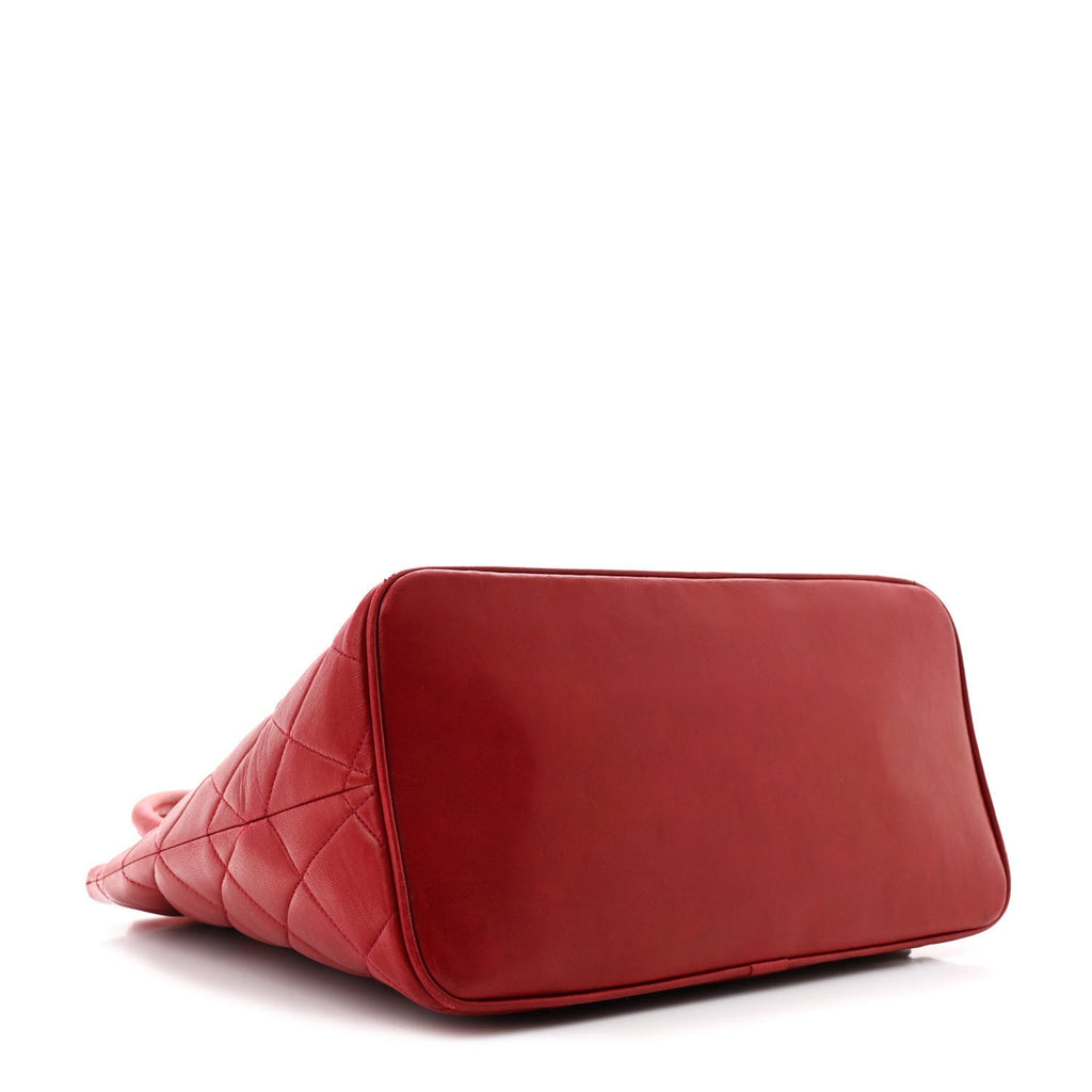 Lambskin Quilted Medallion Tote Red