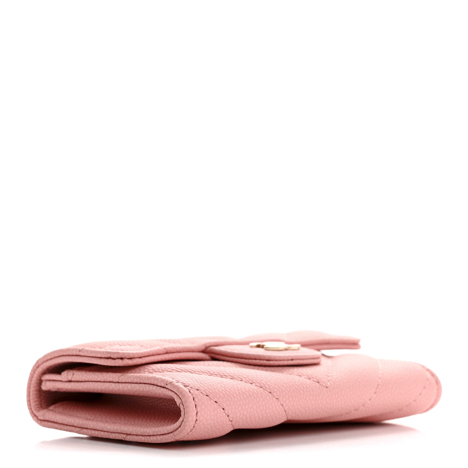 Caviar Flat Chevron Quilted Flap  Holder Pink