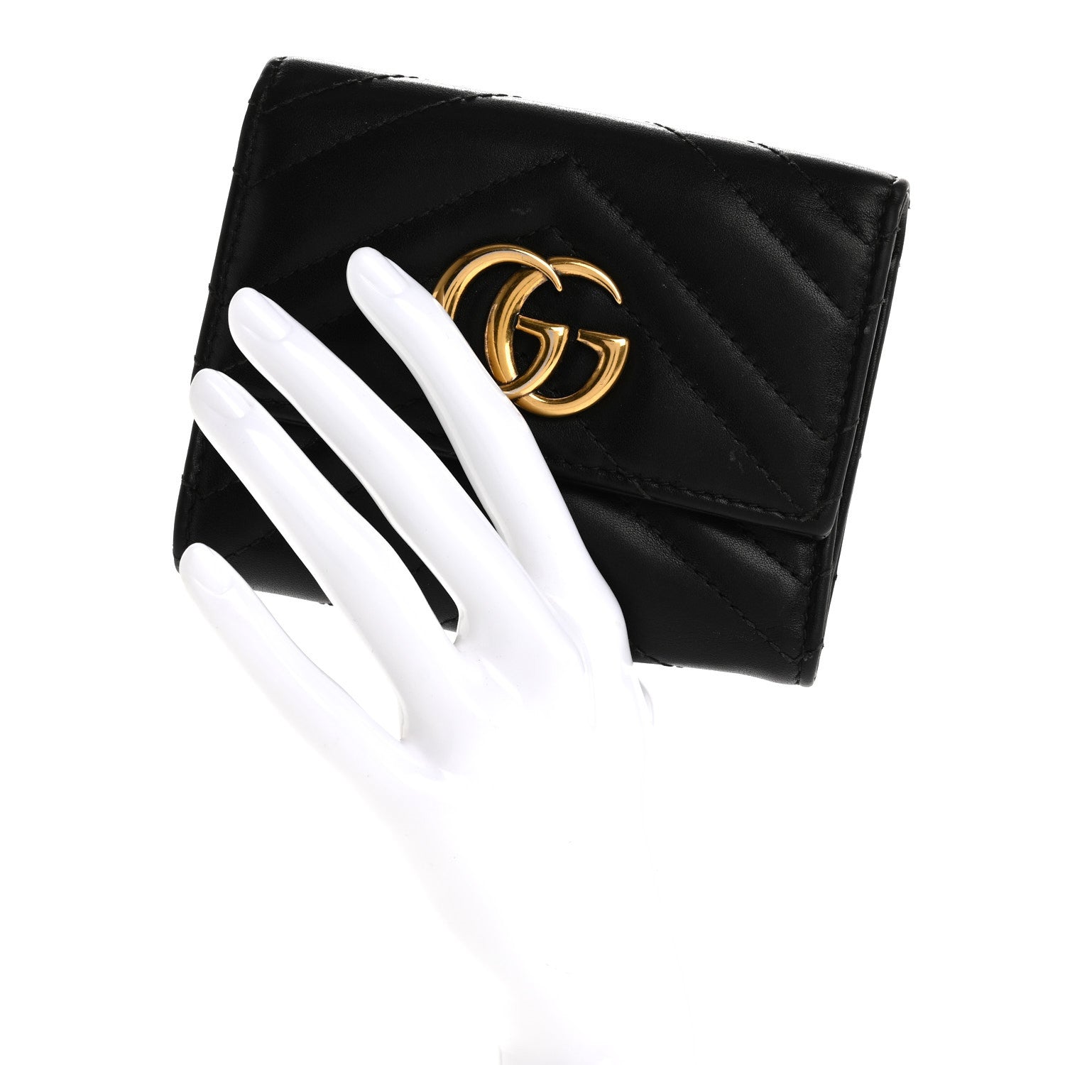 Calfskin Matelasse GG Marmont Wallet Black