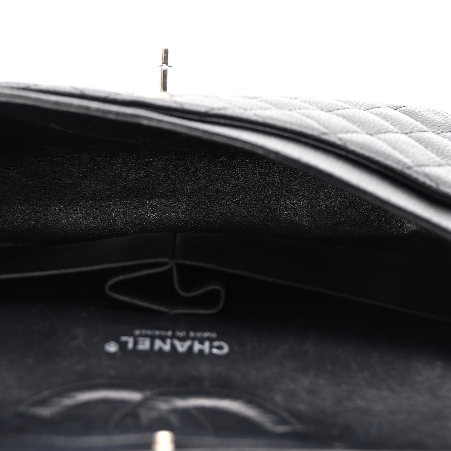 Caviar Quilted Medium Double Flap Black