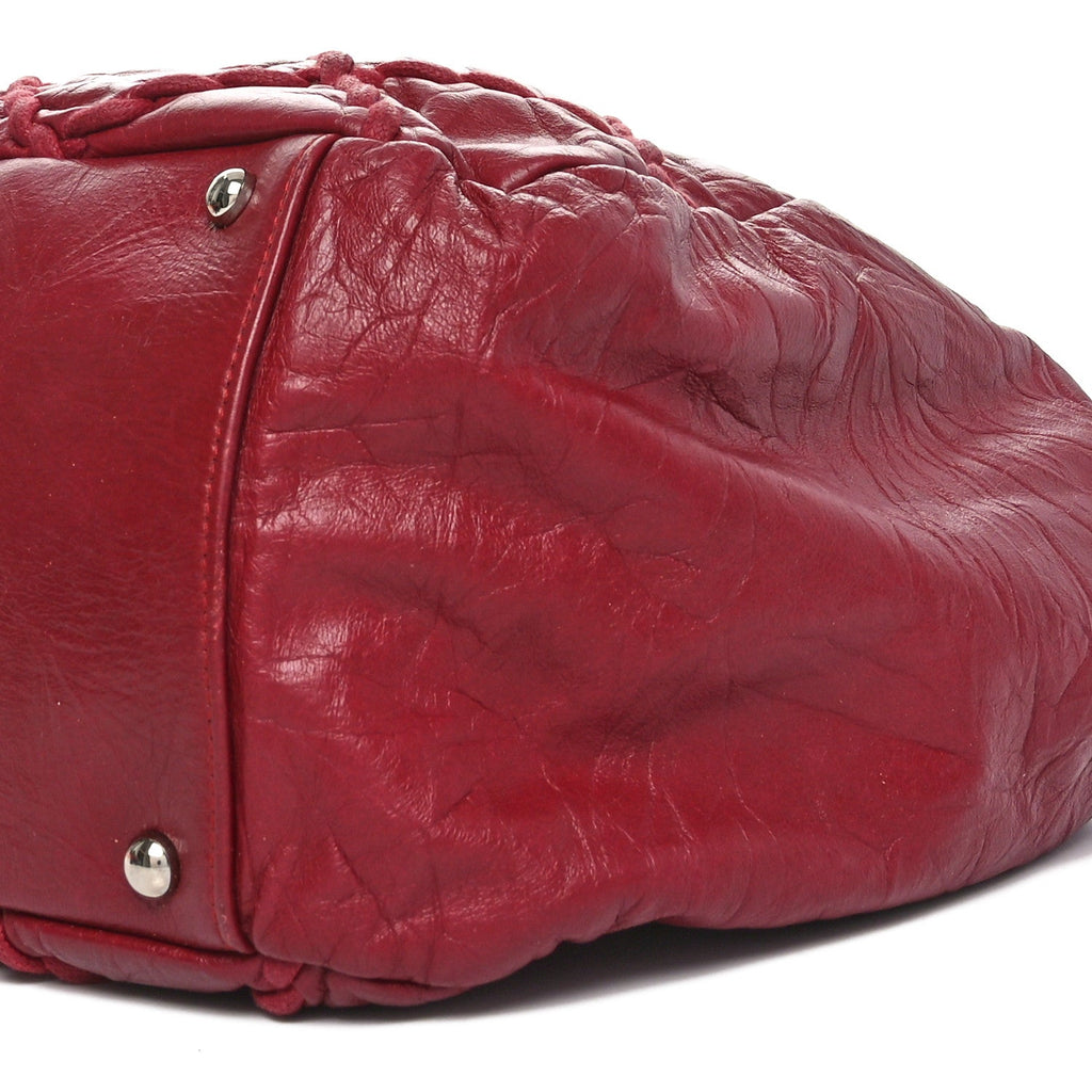 Calfskin Ultra Stitch Large Bowler Red
