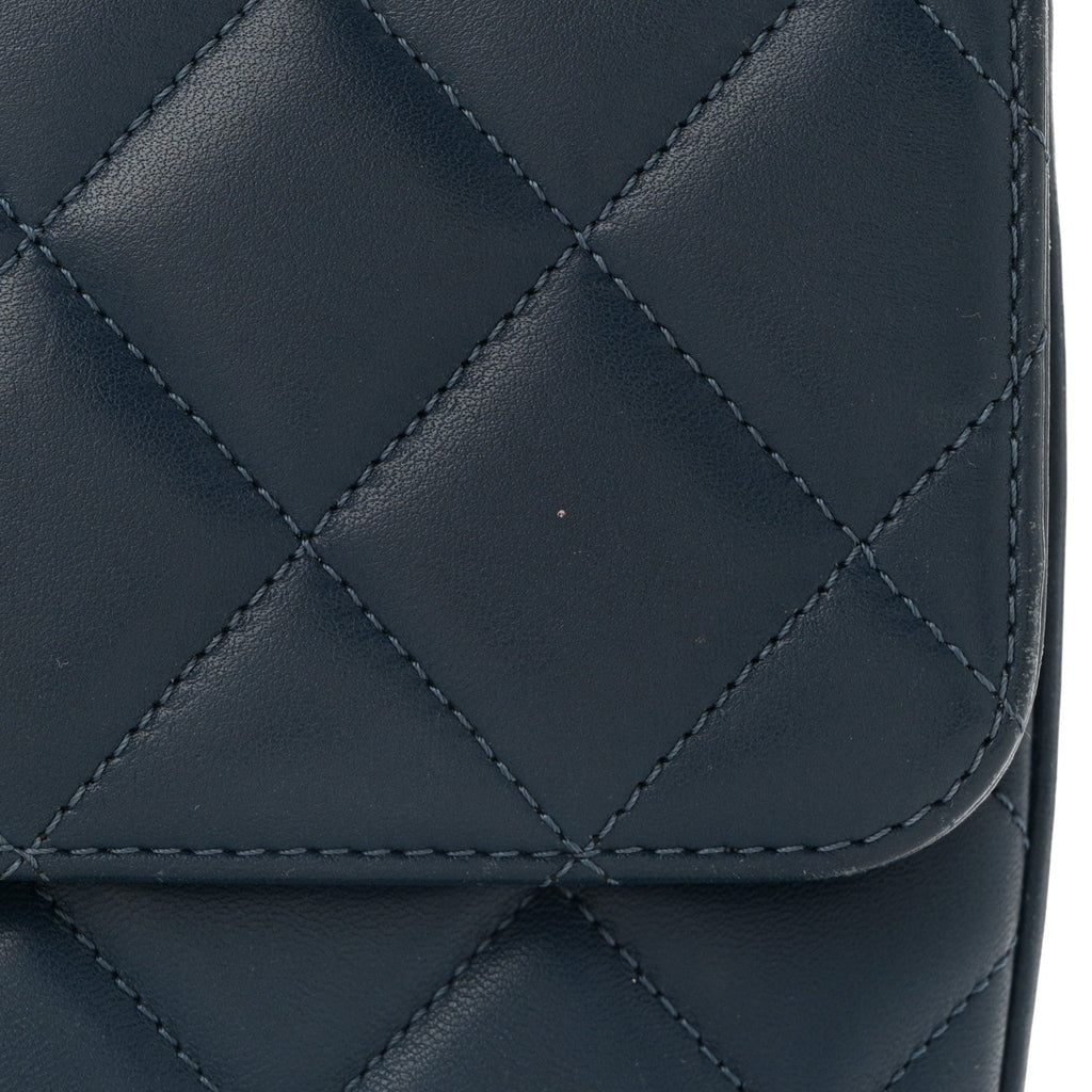 Lambskin Quilted Medium Trendy CC Flap Navy Blue