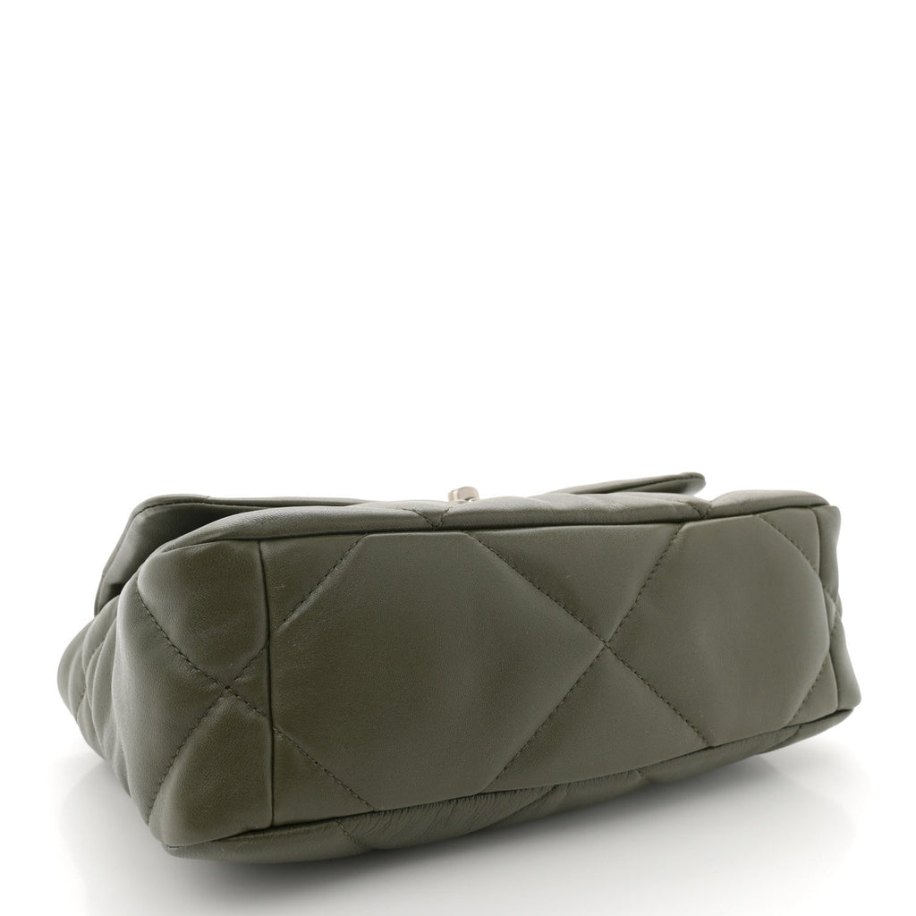 Lambskin Quilted Medium Chanel 19 Flap Khaki