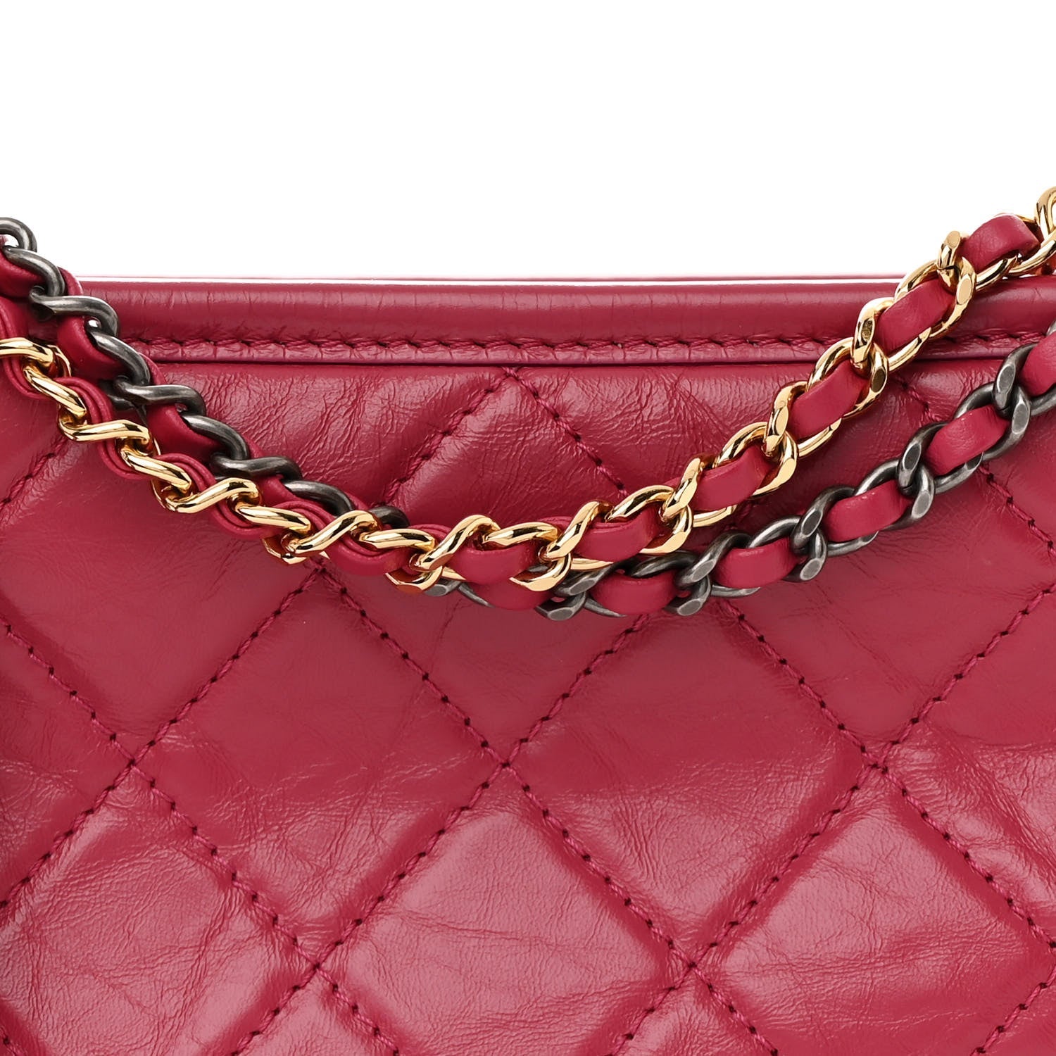 Aged Calfskin Quilted Small Gabrielle Hobo  Dark Pink
