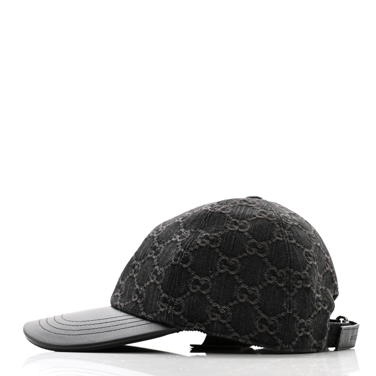 Denim Calfskin GG Monogram Baseball Hat S Black Grey