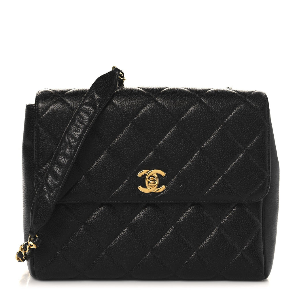 Caviar Quilted Medium Single Flap Black