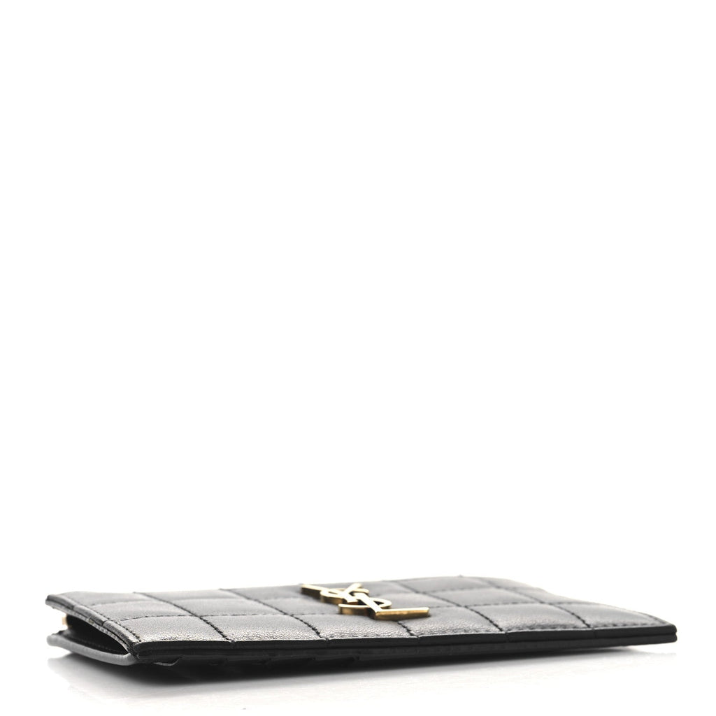 Lambskin Matelasse Cassandre Carre Fragments Zippered  Case Black