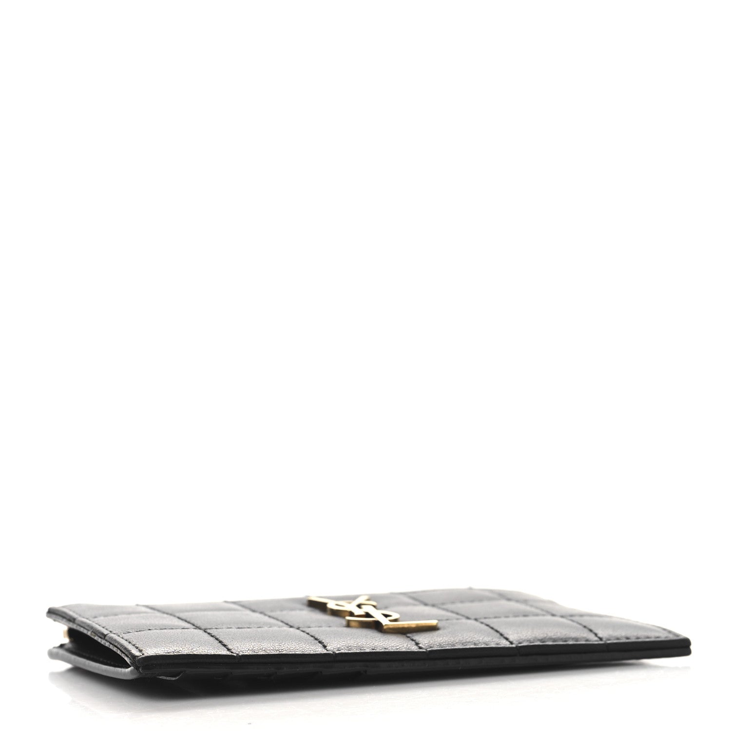Lambskin Matelasse Cassandre Carre Fragments Zippered  Case Black