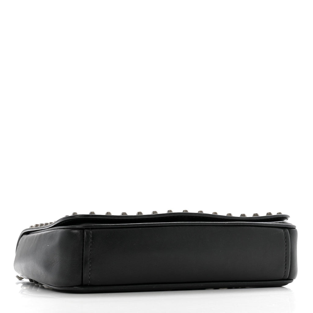 Glace Calfskin Studded Crossbody White Black