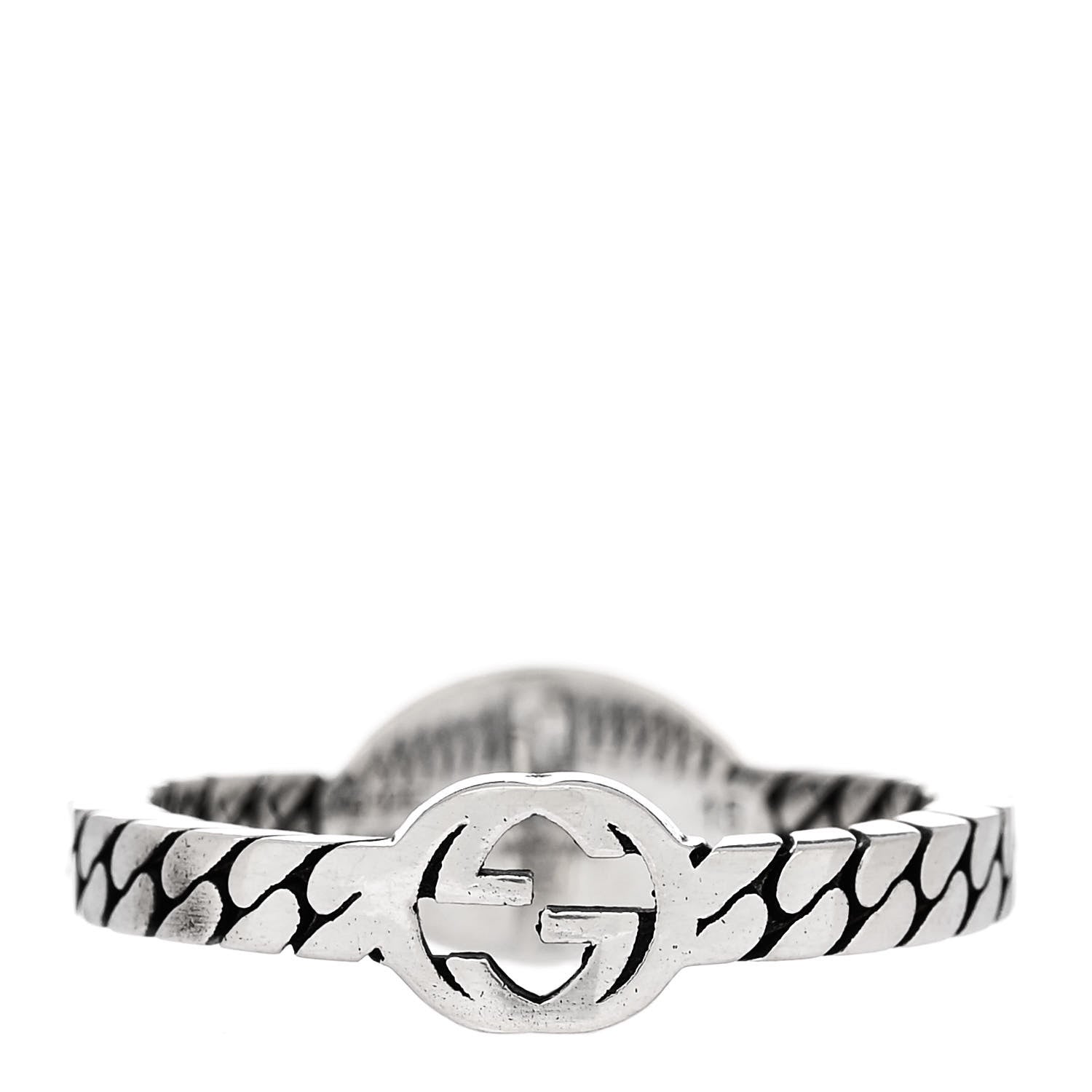 Sterling Silver Enamel Interlocking G Chain Ring 54 7 Black